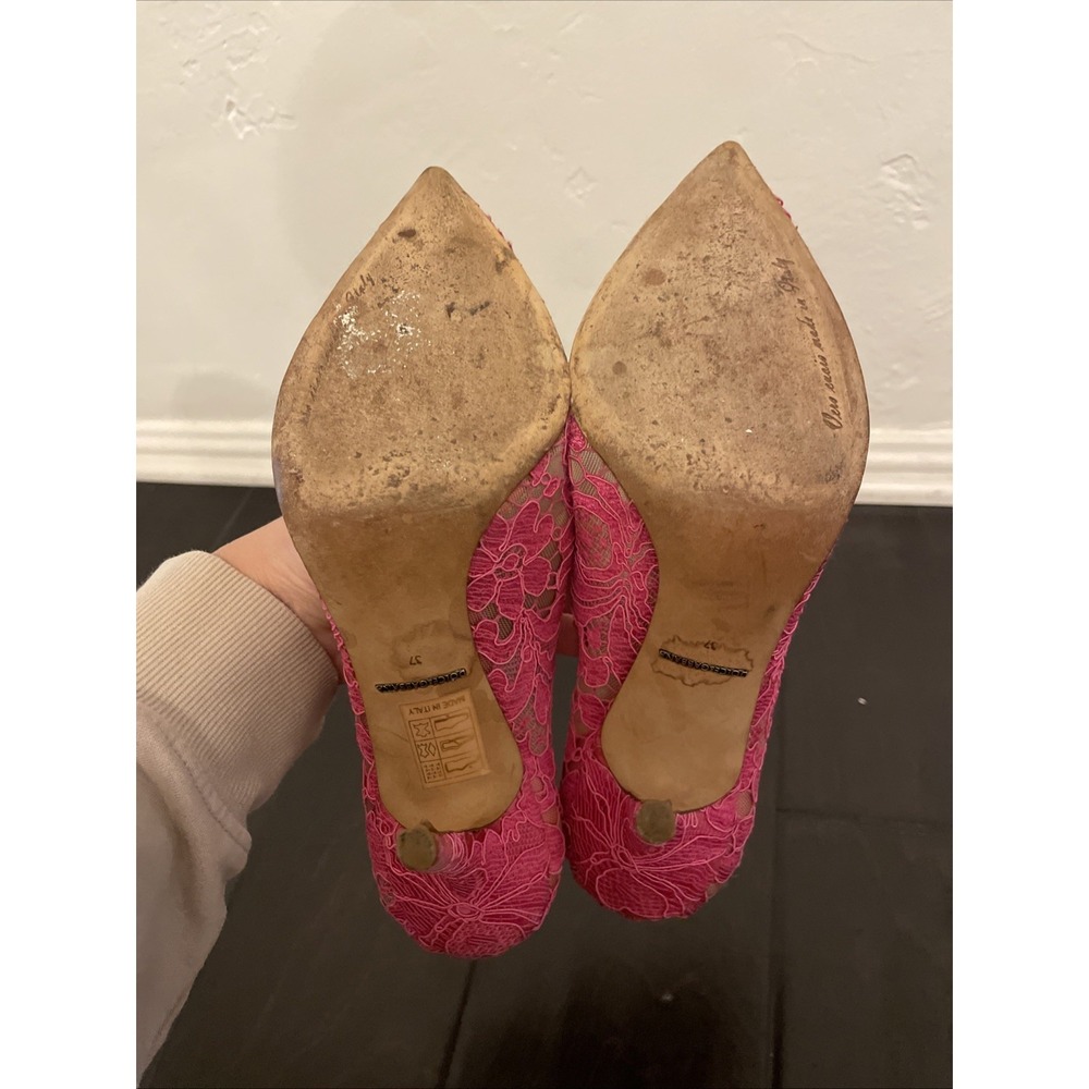 Dolce & Gabbana Women's Lace Pumps with Rose Size 37 Women Pink Shoes - Picture 7 of 8